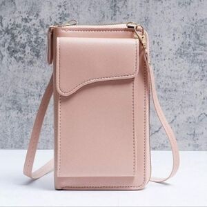 Pink PU Leather Small Crossbody Bag Wallet Purse Women Shoulder Cell Phone Sling